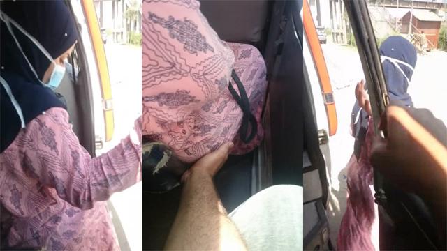 Hijabi Milf Enjoying Stranger Touching Her Ass Car Leak