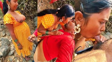 Young Bhabhi Giving Blowjob To Her Lover In The Forest